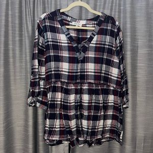 Grace & Lace soft flannel plaid tunic sz L